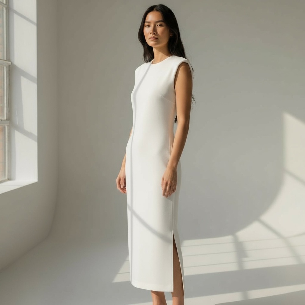 J. Crew Sleeveless Sweater Dress in Stretch Viscose Blend, White Size Large NWT